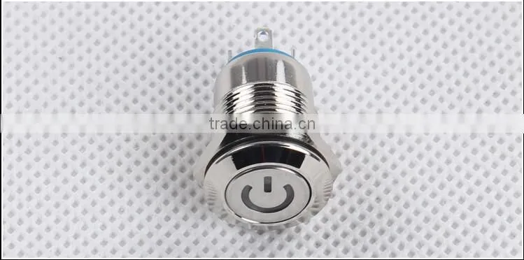 12mm metal push button switch with LED Momentary waterproof