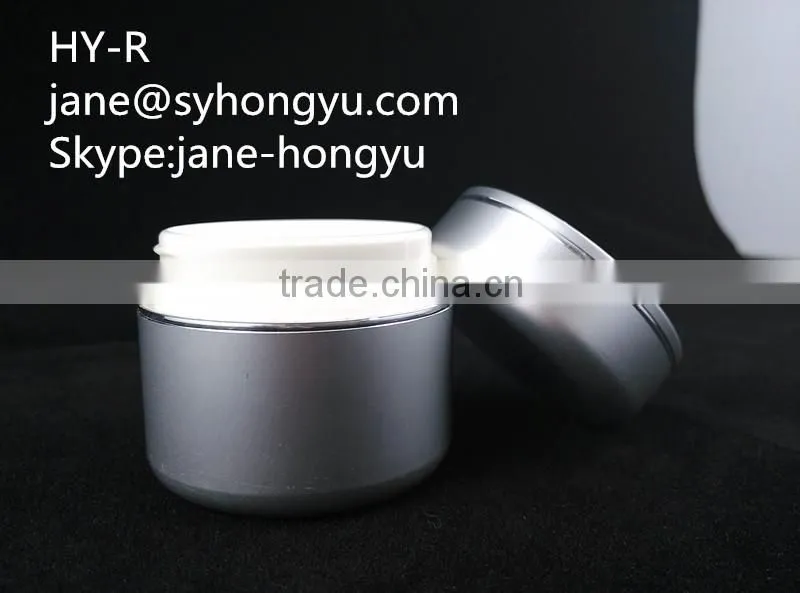 Cute blue cosmetic aluminum and plastic face cream jar/jars