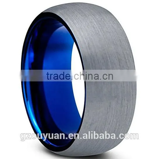 8MM Blue Tungsten Ring, Blue Polished Tungsten Ring, Tungsten Ring Blue