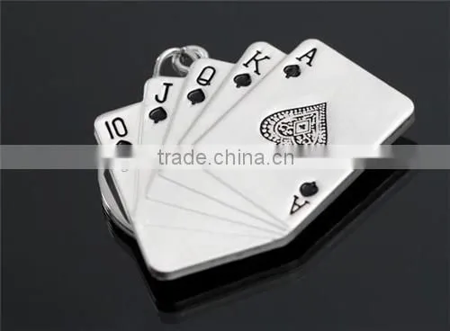 High quality custom engraved playing cards keychain