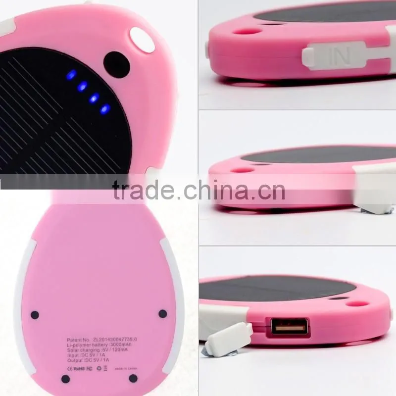 Wholesale gifts waterproof 3000mah rohs solar cell phone charger