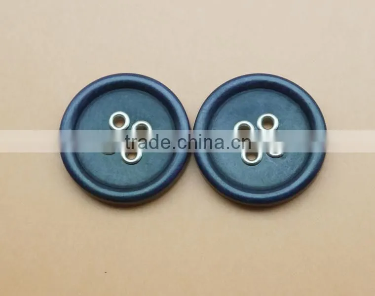 4 Holes Fancy Navy Natural Corozo Nut Buttons with Eyelet