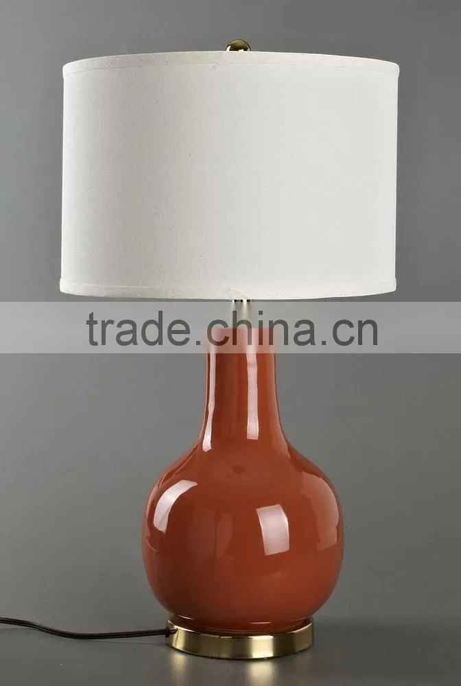 Four Colors Available Metal Base Ceramic Body With Fabric Lampshade Modern Desk Lamp Bedroom Living Room Dining Room Table Lamp