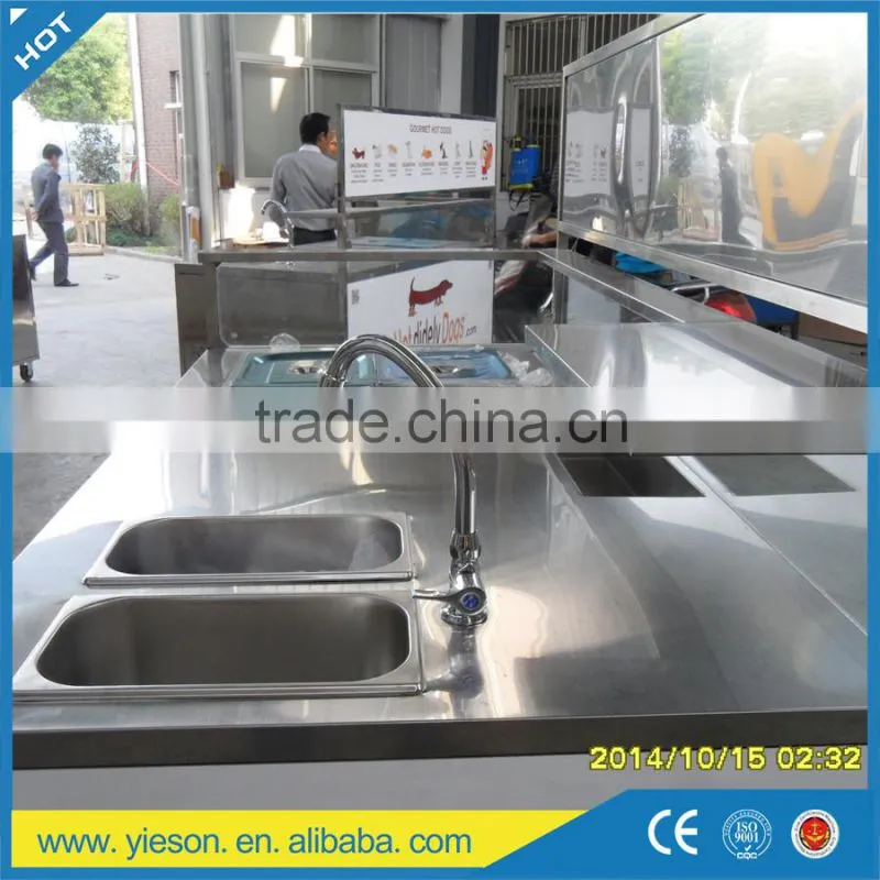 304 stainless steel hot dog trolley mobile hot dog carts food cart for sale