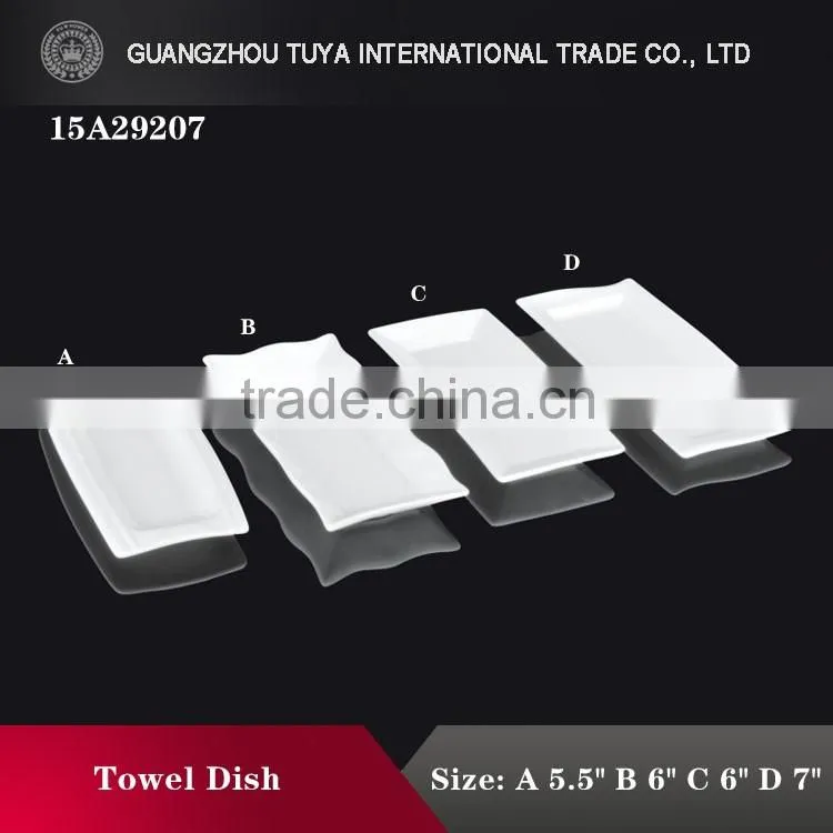 Small square ceramic chafing towel dish for restaurant