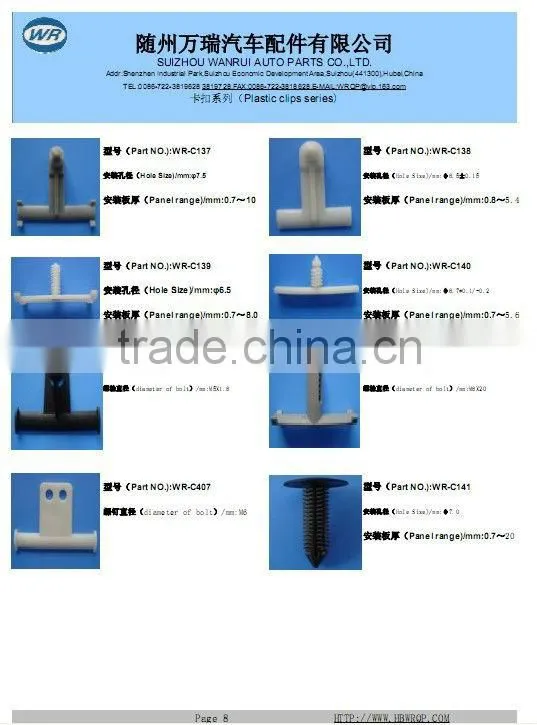 Auto plastic clips fasteners for car made in China