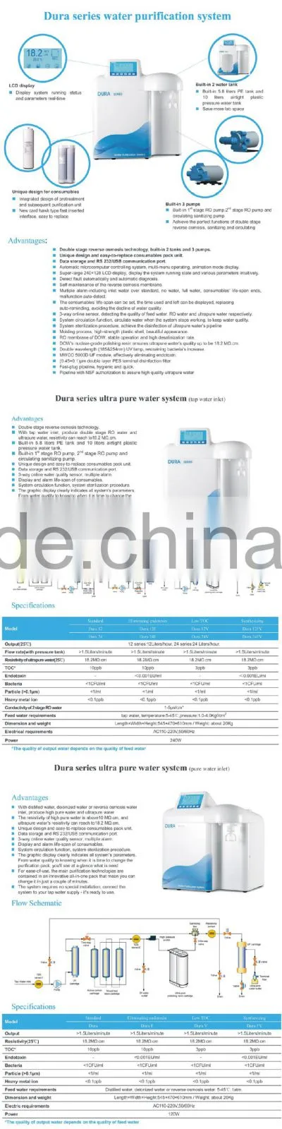 Lab Water Purifier Machine Dura 12/24 Series