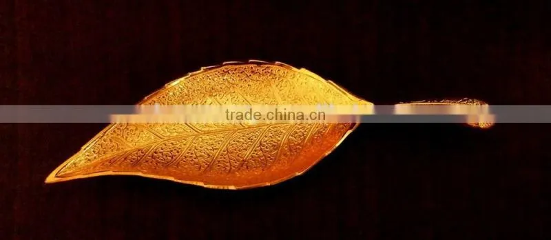 Promotional gift, corporate gift, beautiful wedding gift gold plated brass bowl spoon set