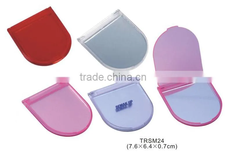 Plastic foldable logo printed single side pocket make up mirror