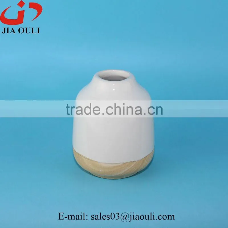 Hot design home decoration oriental wood trim ceramic vase