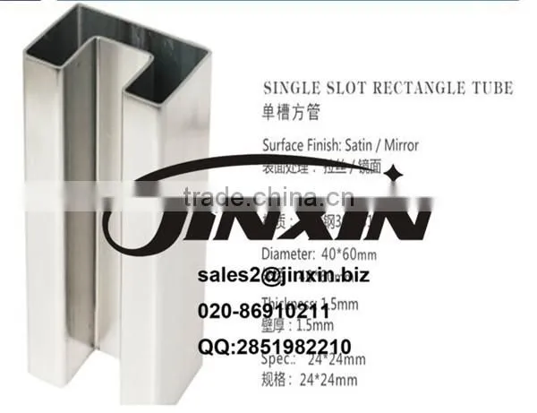 JINXIN Manufacturer for Inox Square Slot Tube for glass railling handrail prices