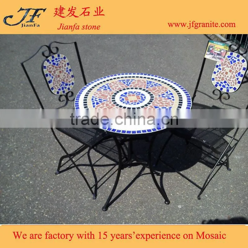 Outdoor flod furniture ceramic mosaic garden coffee table set designs