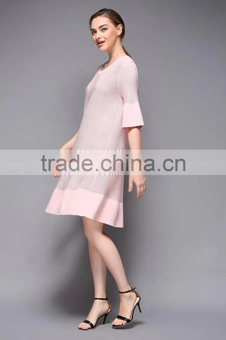 Half flare sleeve drape patchwork loose fishtail women dress