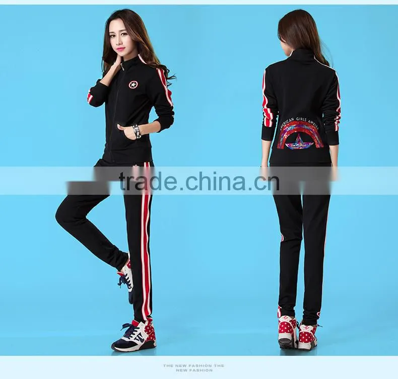 wholesale black and white high quality fit slim girl's sportswear 2016