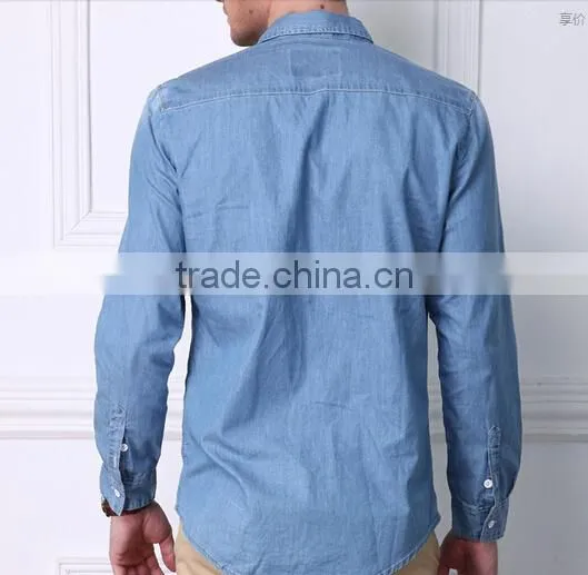 mens blue denimshirt with chest pocket N01
