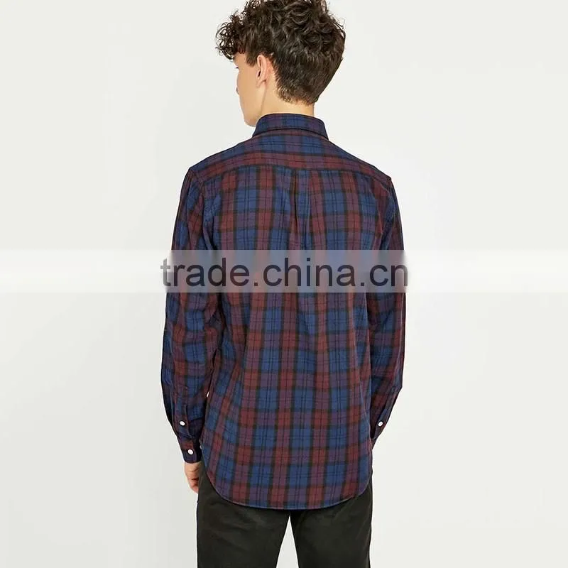 100% polyester dry fit custom design pattern men shirt checked mens linen shirts