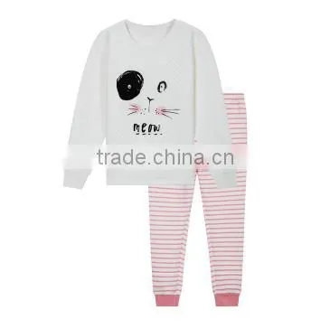 customized lovely girls sleepwear sets 100%cotton air layer fabric printing wholesale cheap good quality girls pajamas