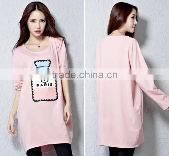Autumn maternity T-shirt, long sleeve T-shirt, big size cotton T-shir