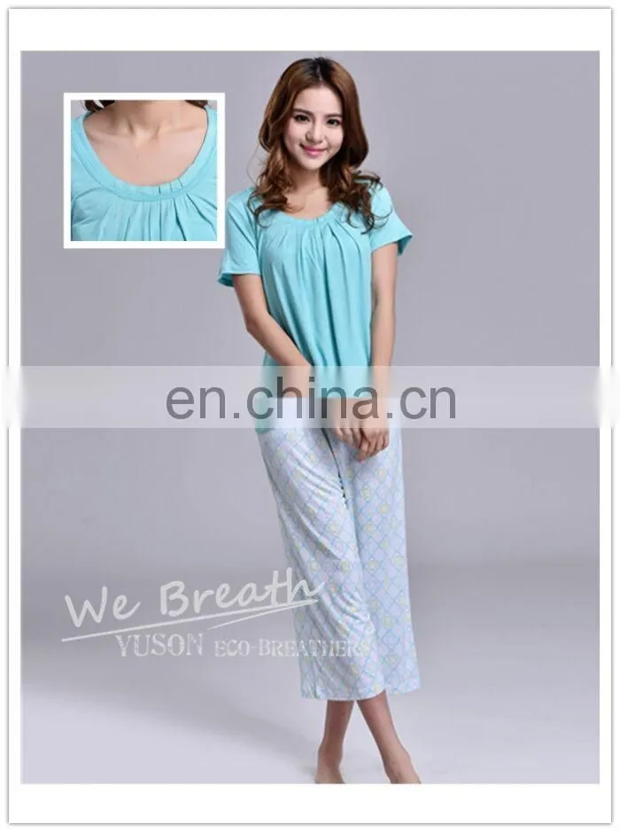 Apparel& Fashion Underwear& Nightwear Sleepwear& Pajamas Summer Bamboo Fiber Pajama Capri Set Women