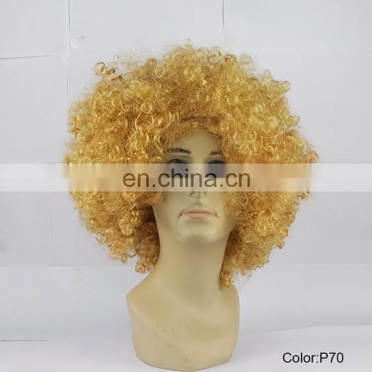 Have fun party wig/gold football fans afro wig P70