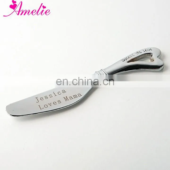 Customized Engrave Logo Personalized Fashion Love Heart Butter Knife Wedding Birthday Party Gift Favor Accessory