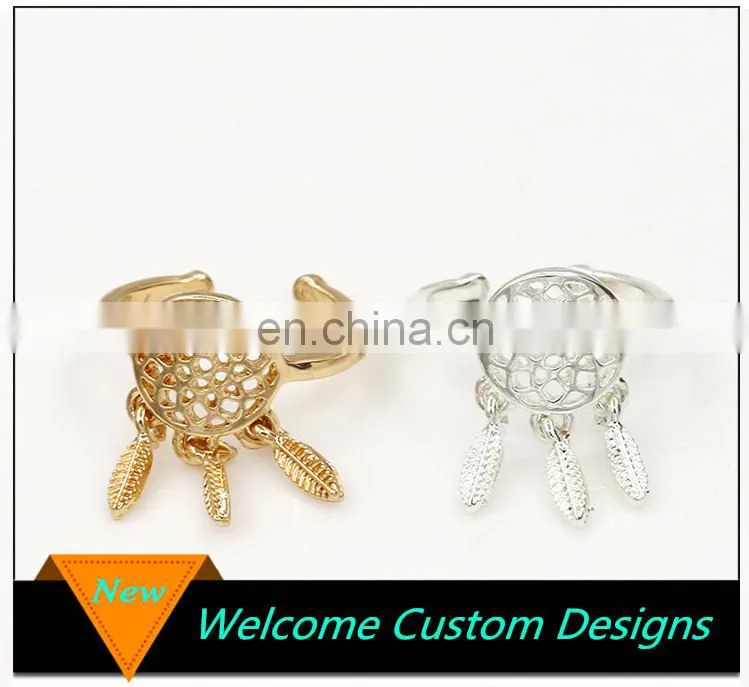 New Arrived Leaves Open Hollow Out Alloy ring dream catcher ring