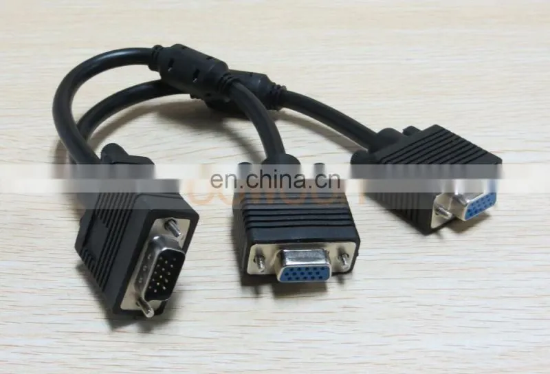 1 VGA Male to 2 VGA Female VGA Monitor Y Splitter Cable