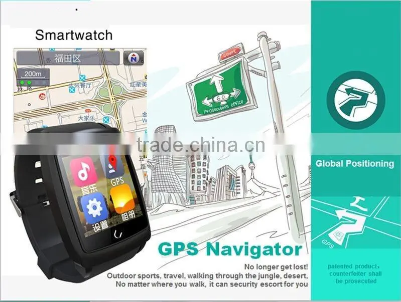 GPS compass wifi raise hand light up android system u18 smart watch