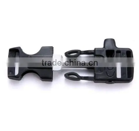 Outdoors Fire Starter Side Release Whistle Survival Buckle Flint Starter Black