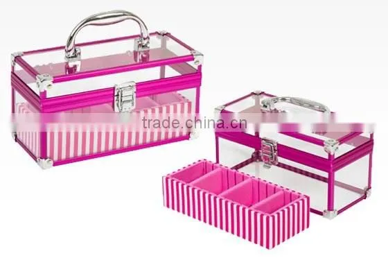 2-Piece Clear Acrylic Make Up Train Case,transparent acrylic makeup box,professional beauty box makeup vanity case