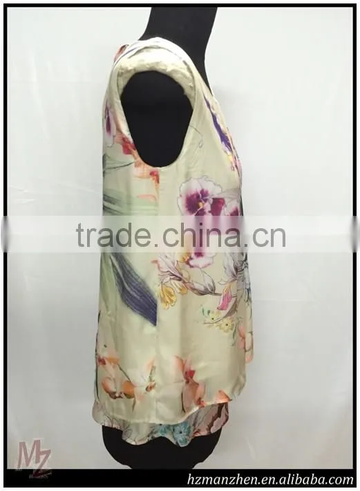 2016 New summer Silk printed ladies sexy vest