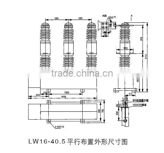 LW16-40.5 type of outdoor high voltage sf6 circuit breaker
