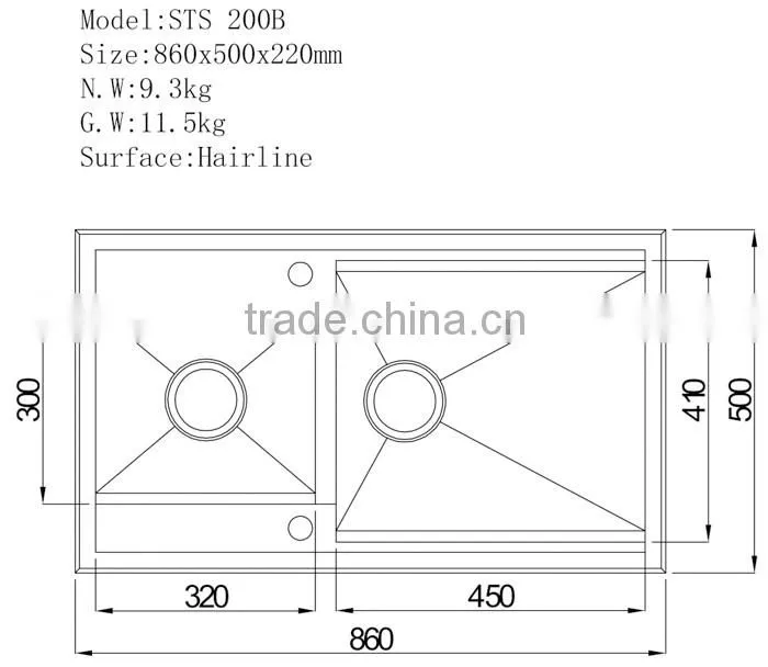 Best Price Customized Logo Printed 304 Stainless Steel Basin Sink