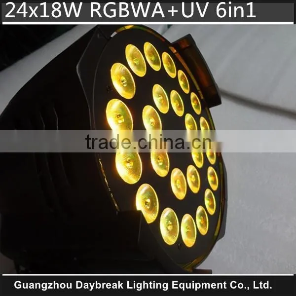 24x18w led par RGBWA UV 6in1 Stage lighting led washing par high power full colors dmx512 DJ led par64 RGBWA+UV 6 in 1 Leds