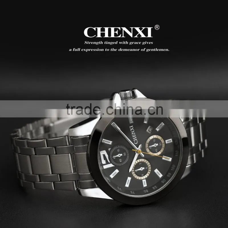 Wholesale stainless steel chain black color wrist watch for men