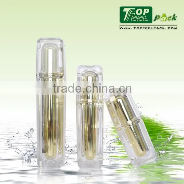 2015 Hot Sale Luxury 15ml 30ml Gold Acrylic Empty Cosmetic Bottle