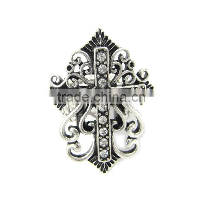New design wholesale cheap rhinestone cross stretch rings