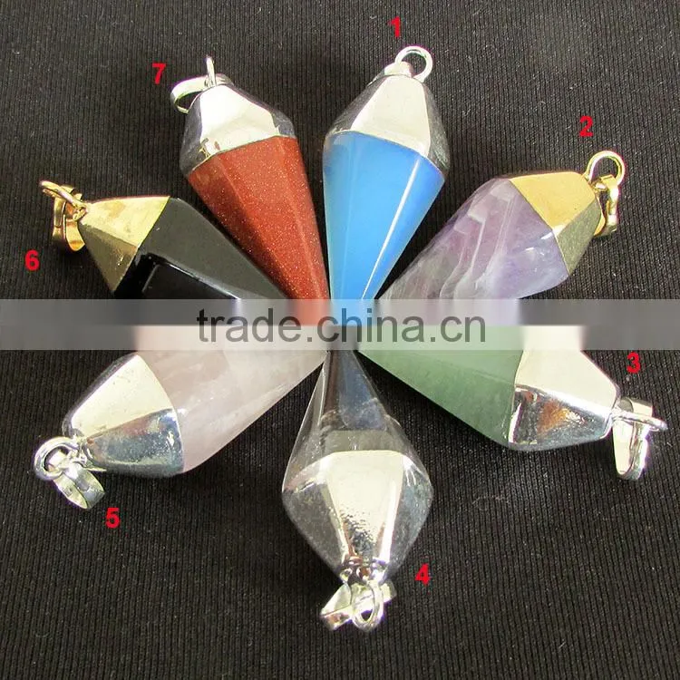 JF6922 2016 newest gold electroplated double point bail loop turquoise pendants