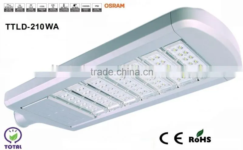 UL,MODULAR 210W LED STREET LIGHT BY OSRAM,hangzhou factory
