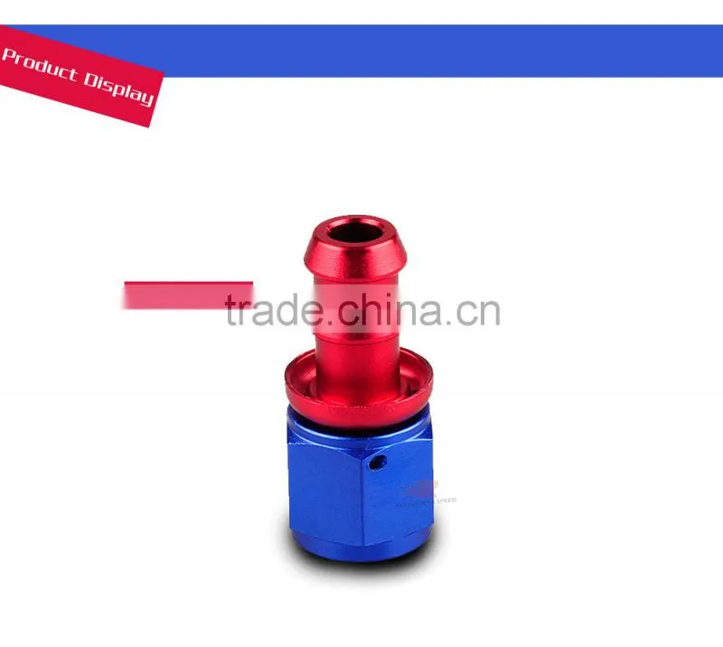 Aluminum oil cooler hose fitting Straight push on fitting hose end blue and red 10-001-10