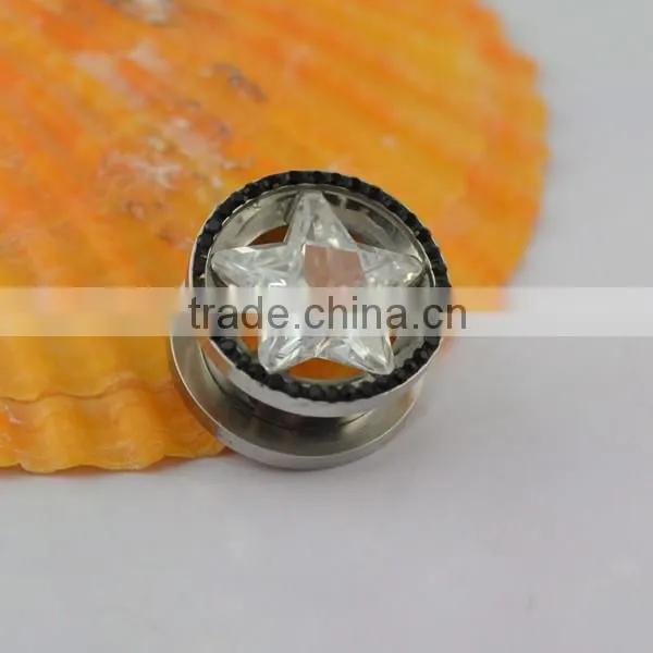 Wholesale Stainless Steel Star Zircon Threaded Screw Body Piercing Jewelry