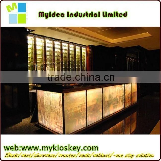 Modern Glass Wood Led Lighted Bar Counter bar counter design