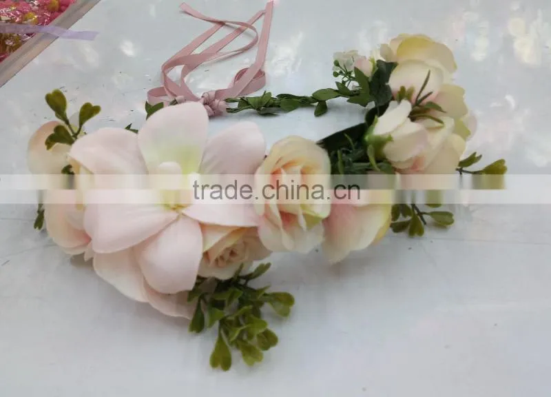 HL016 New Fashion Artificial Flowers Handmade foam head wreath for wedding garland bridal headdress