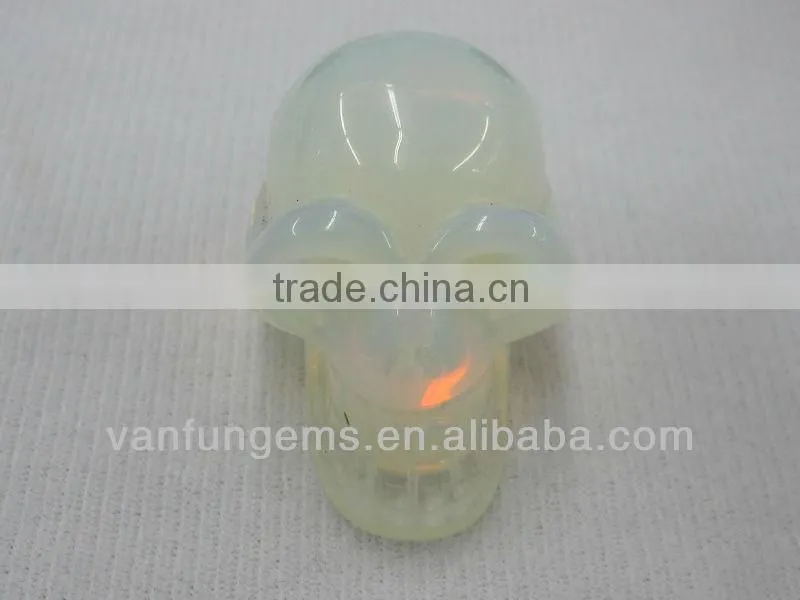 Different size color White Opal gemstone skull