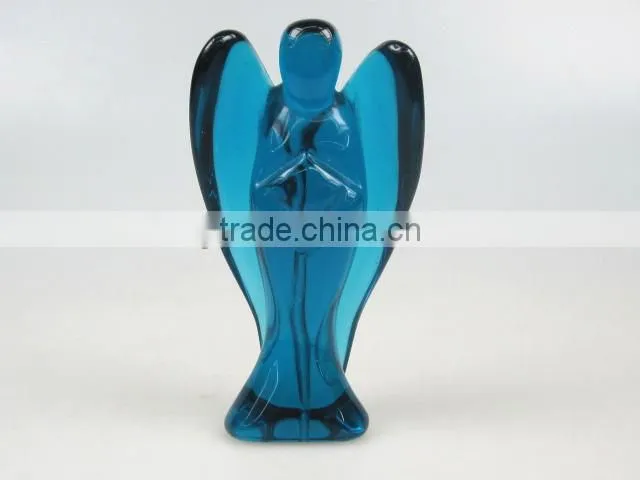 pretty Blue Glass Carved Angel for Art & Collectible
