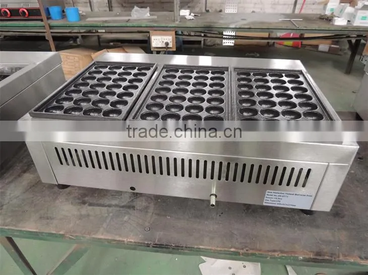 Industrial Takoyaki Griller Equipment Gas 3-Head Fishball Cooker/ Japanese Octopus Maker GW-63
