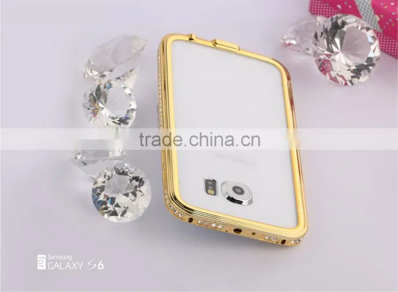SHENGO High Quality Metal Crystal Phone Bumper Case for Samsung Galaxy S6