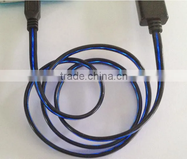 micro usb2.0 led usb cable for mobile phone data transfer and charging 0.8m