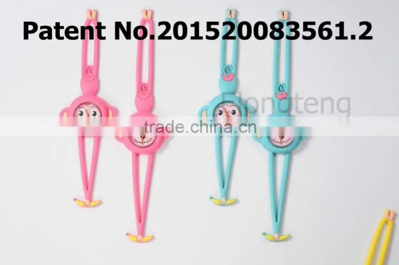silicone bright color lying prone cat kid's summer wristwatches with CE