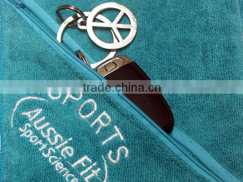 WORKOUT EXERCISE custom microfiber gym towel zipper